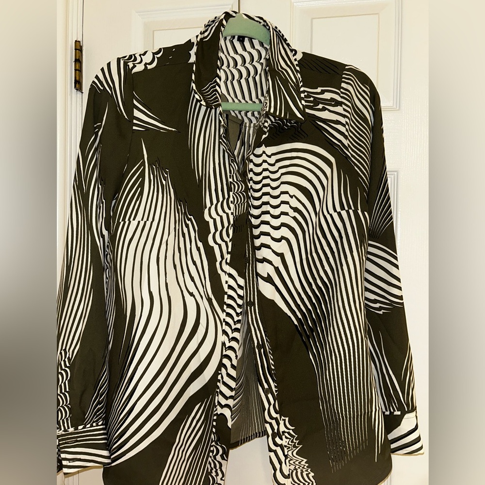 Express Slim Portofino  Wave Pattern Shirt
